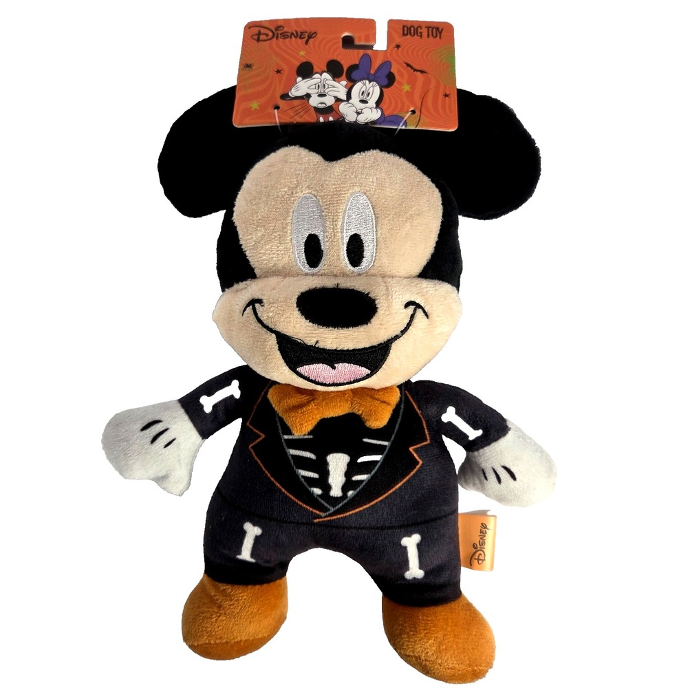 Disney Mickey Mouse Halloween Dog Toy Plush Skeleton Costume 10.5 Inch New